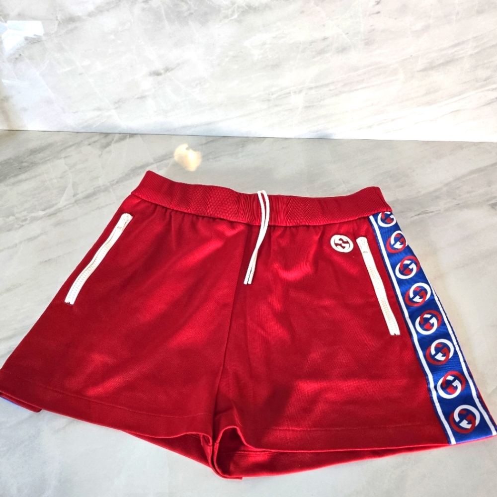 Gucci Red Shorts with Blue Accents